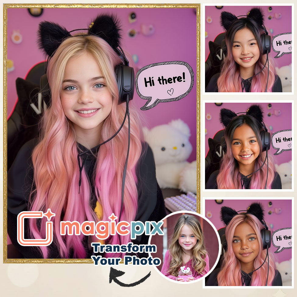 Custom Cute Kawaii Gamer Girl Portrait