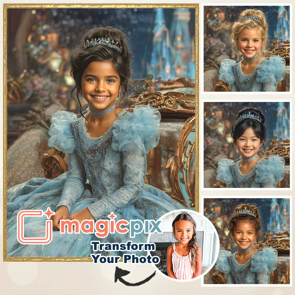 Custom Cinderella Princess Portrait | Enchanting Castle