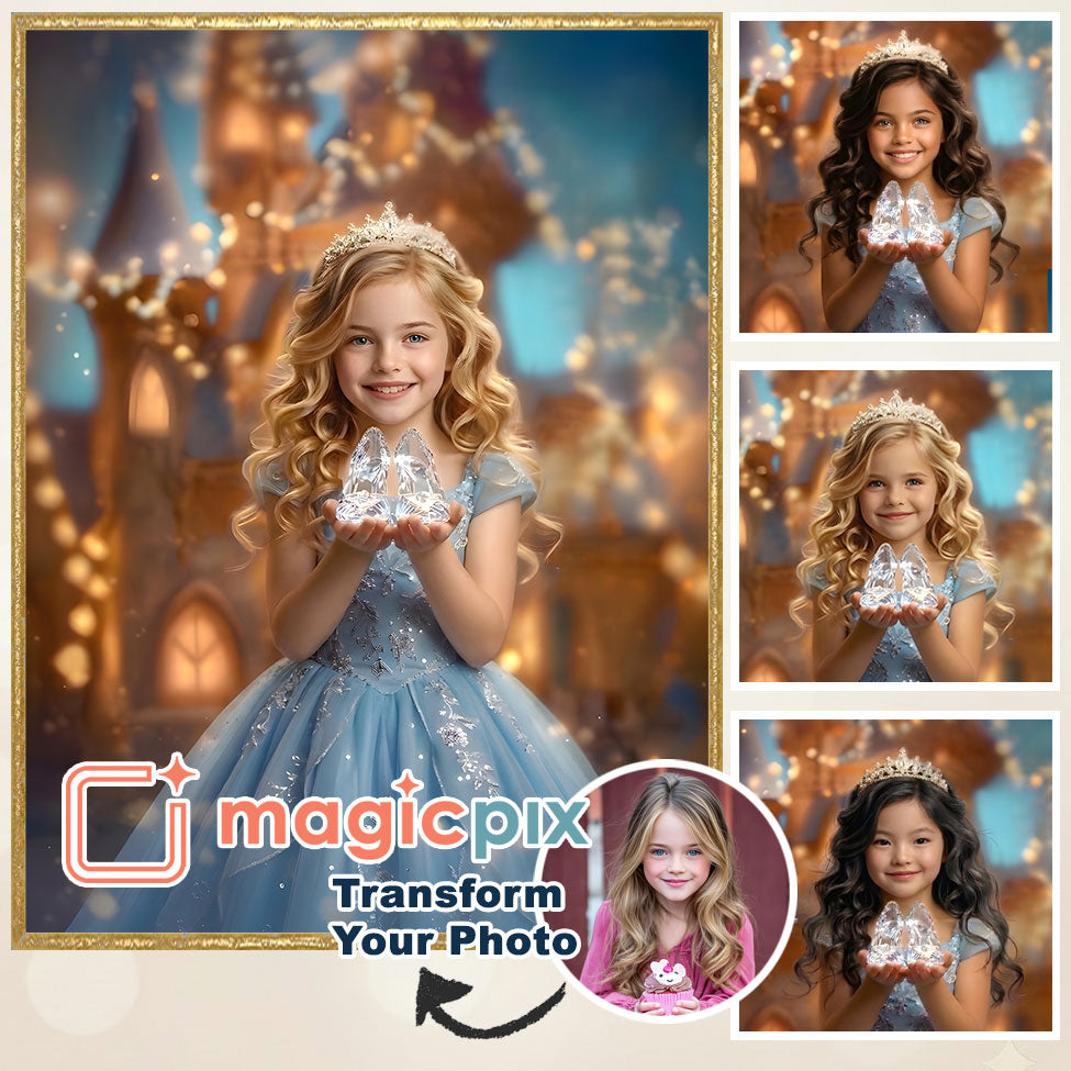 Custom Cinderella Princess Portrait | Glass Slipper Fantasy