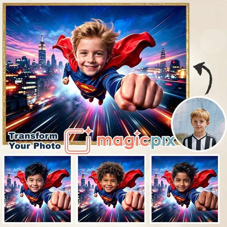 Custom Superhero Portrait | Flying Hero