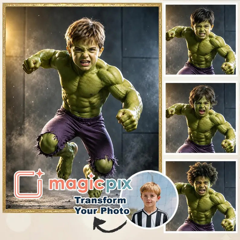 Custom Superhero Portrait | Green Hero