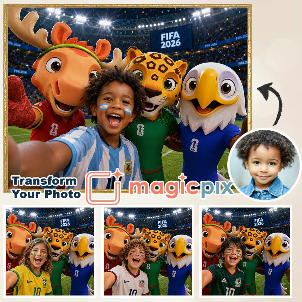Custom FIFA World Cup Selfie with Mascots | Maple, Zayu and Clutch